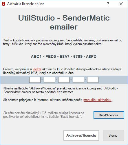 Aktivácia licencie v programe SenderMatic emailer