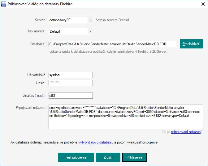 SenderMatic emailer - nastavenie pripojenia